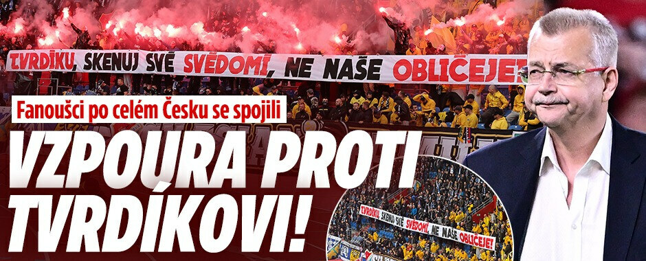 Protest fanoušků po celém Česku. Tvrdíku, skenuj své svědomí, stálo na transparentech