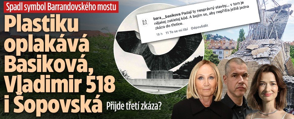 Smutek po pádu ikonické plastiky u Barrandovského mostu: Slavní truchlí! Basiková se bojí „třetí zkázy“