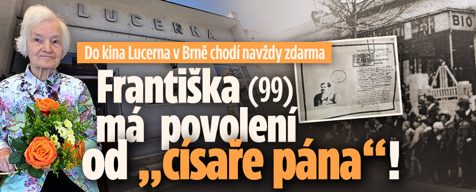 Do kina navždy zdarma: Františka (99) s rodinou využívá smlouvu z éry Rakousko-Uherska